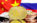 crypto-monnaie sur un fonds de drapeau sino-russe